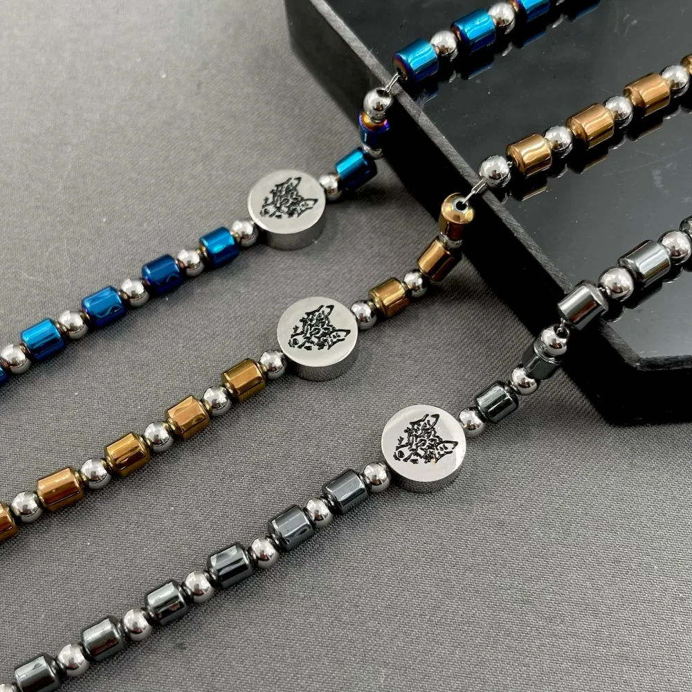 Lupo-Bracciale in Acciaio da Uomo - BAU-600-B110S (Grigio)