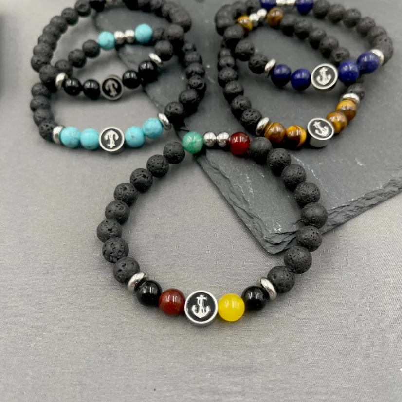 A'ncora-Bracciale Elastico in Acciaio da Uomo - BAU-600-B144