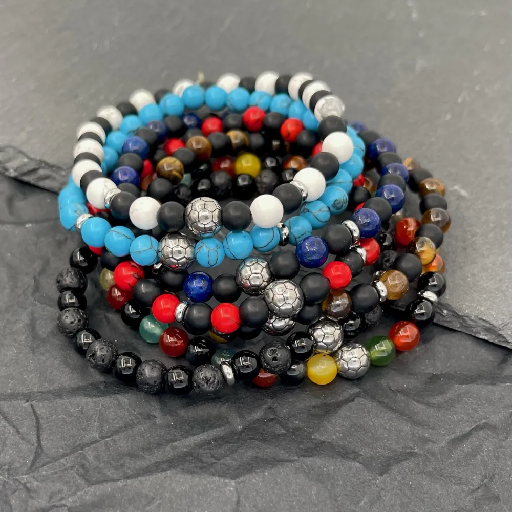 Pallone di Calcio-Bracciale Elastico in Acciaio da Uomo - BAU-600-H222 6mm (Nero)