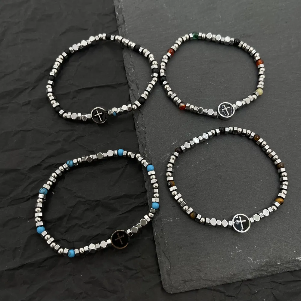 Croce-Bracciale Elastico in Acciaio - BAU-600-H241 (Nero)