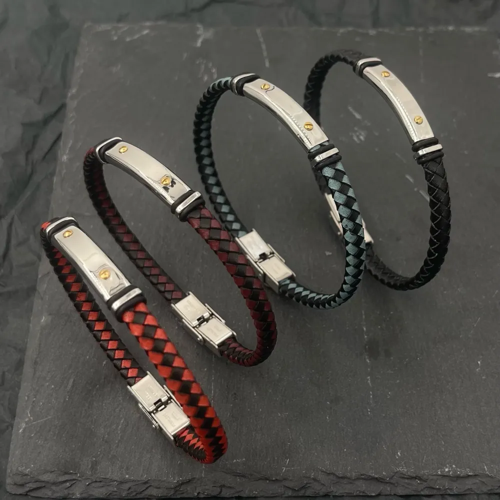 Liscio con Chiodo-Bracciale in Acciaio da Uomo - BAU-600-H256