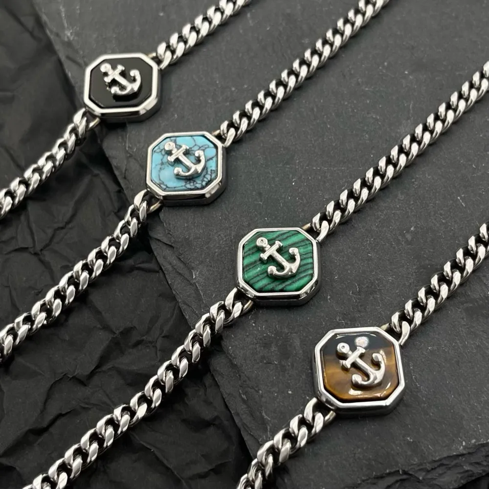 [BAU-600-H266] A'ncora-Bracciale in Acciaio da Uomo - BAU-600-H266 (Nero)