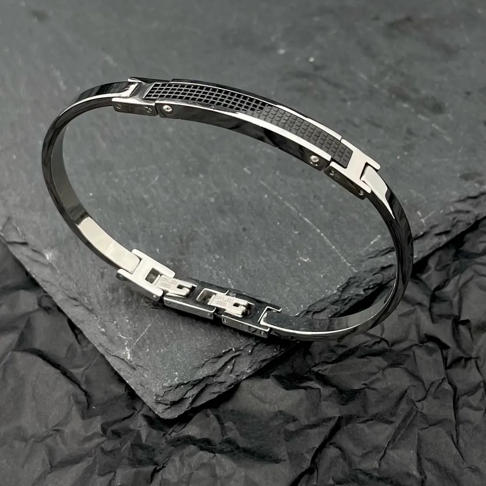 Semplice-Bracciale Rigido in Acciaio da Uomo - BAU-600-H272
