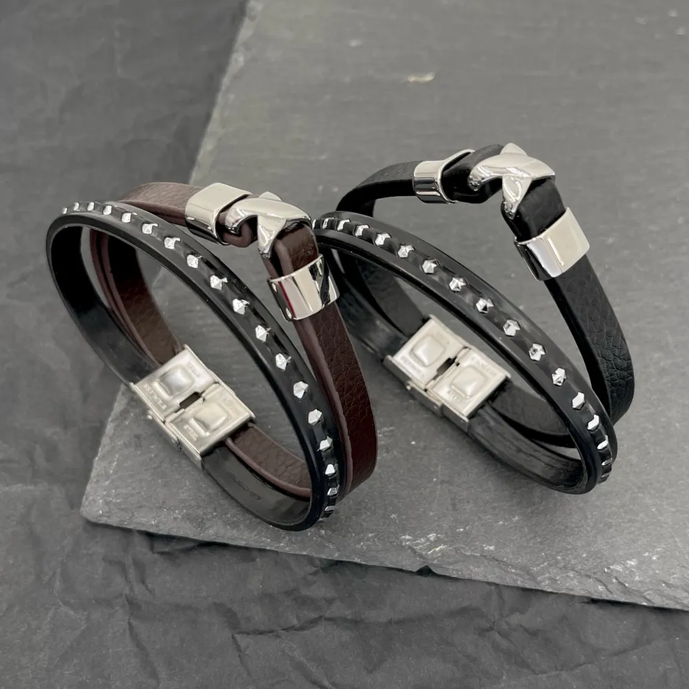 [BAU-720-19] Semplice con X-Bracciale da Uomo in Acciaio - BAU-720-19 (Nero)