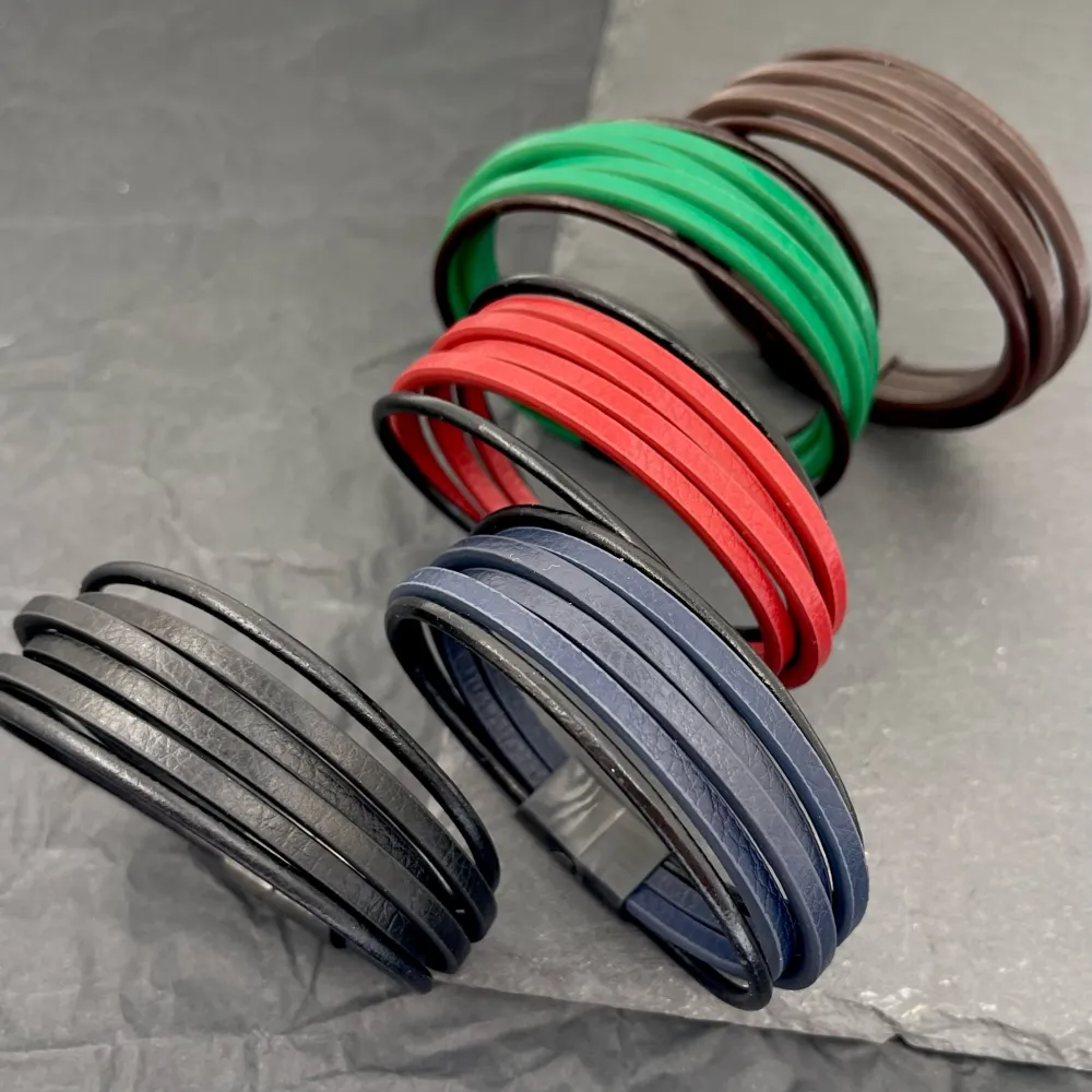 [BAU-720-25] Multifili-Bracciale da Uomo in Acciaio - BAU-720-25 (Nero)