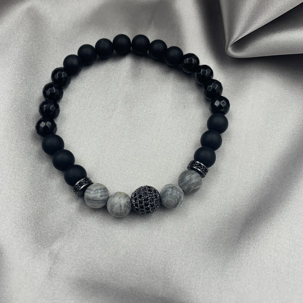 BAU6733-Pallina Zirconia- Bracciale Elastico con Pietre da Uomo - BAU6733-Pallina Zirconia- Bracciale Elastico da Uomo