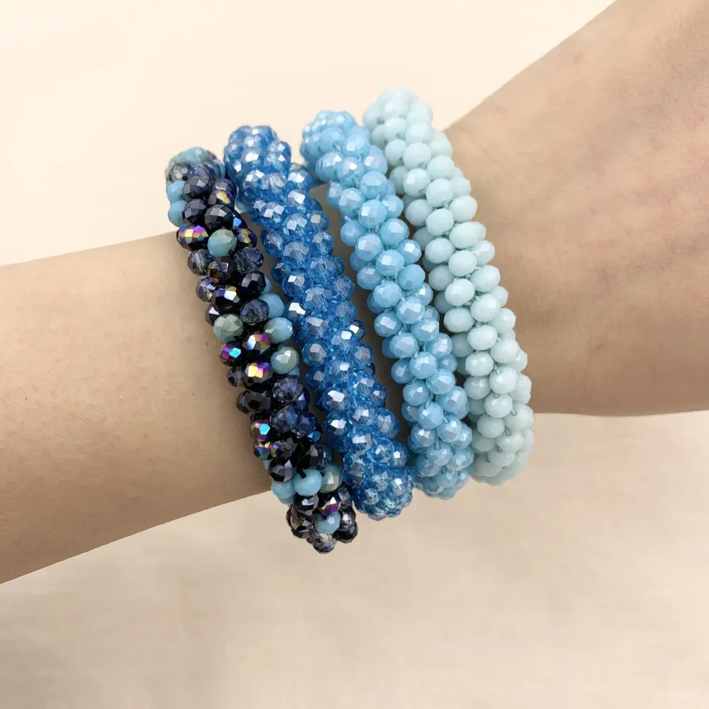 BCE1412-Cristalli Tonalità Verde - Bracciale Elastico - BCE1412-Cristalli Tonalità Blu- Bracciale Elastico