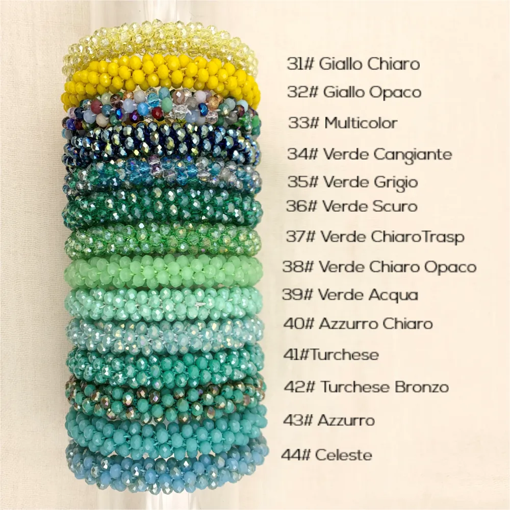 BCE1412-Cristalli Tonalità Verde - Bracciale Elastico - BCE1412-Cristalli Tonalità Verde - Bracciale Elastico (33# Multicolor)