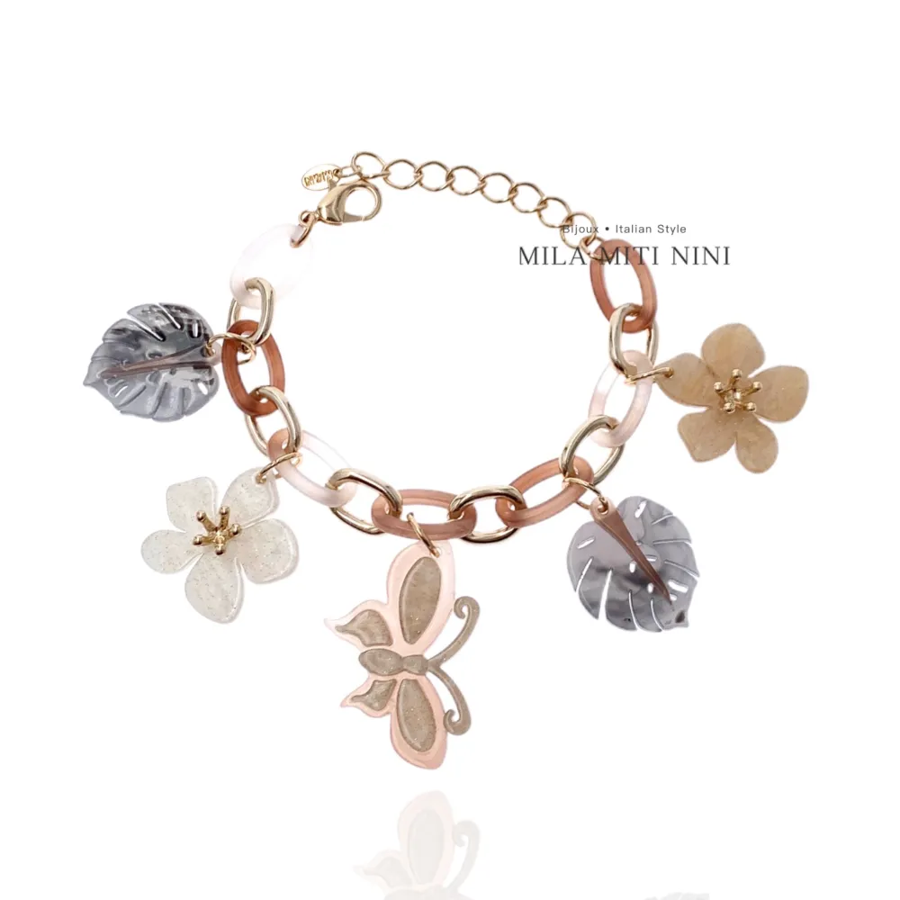 Farfalla Foglia-Bracciale Moda - BMM-1998 (Fucsia)