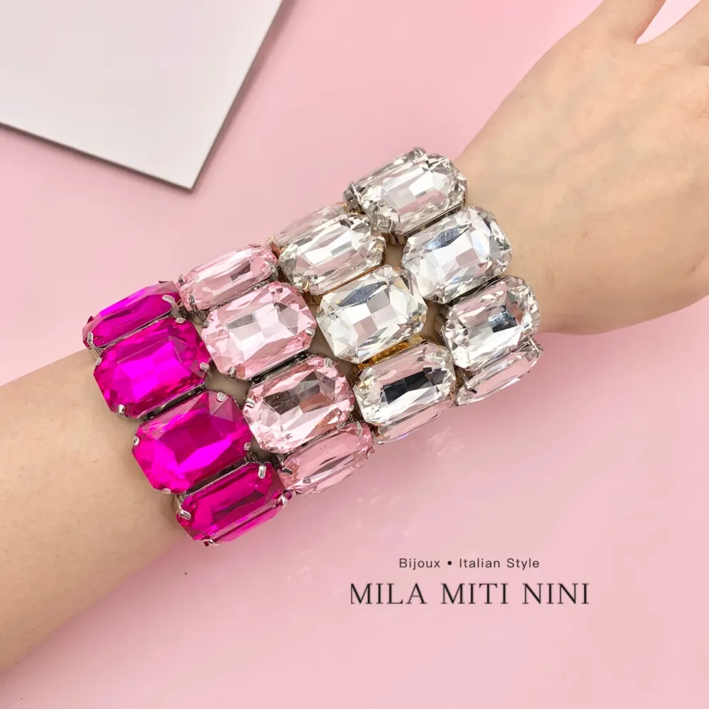 Pietra Rettangolare-Bracciale Elastico Moda - BMM-321-F56 (MIX)