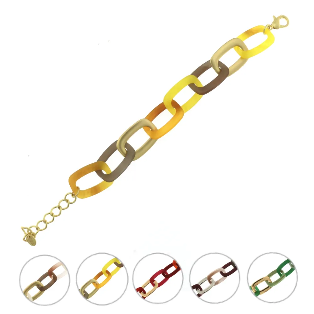 (3 pezzi) BMR7205-Catena Opaca- Bracciale in Resina - BMM-YSL1637 (Senape)