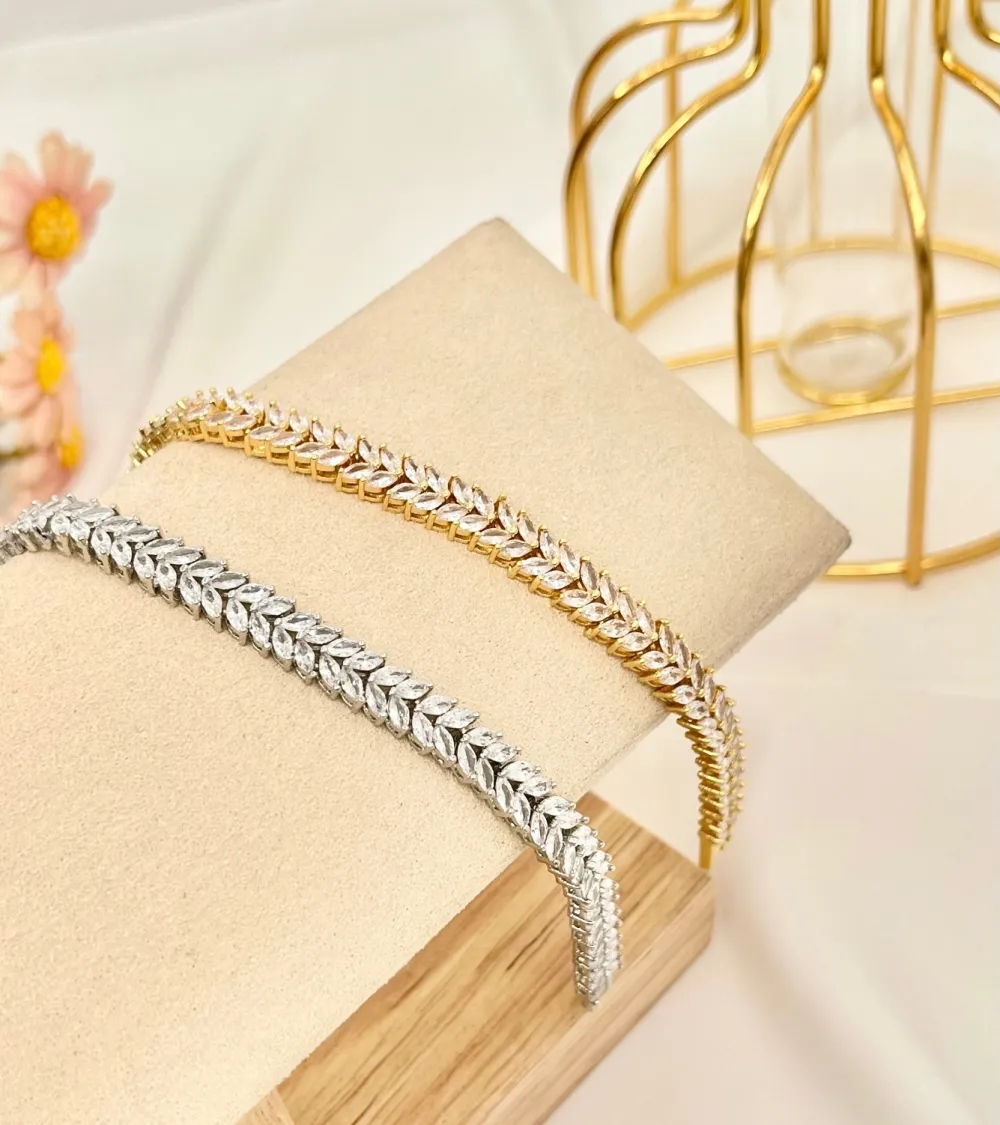 Foglia-Bracciale con Cubic Zirconia - BMZ-103-AA22641B