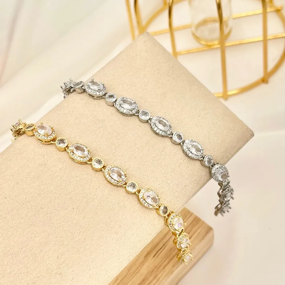 Ovale e Punto Luce-Bracciale con Cubic Zirconia - BMZ-103-AA2639B
