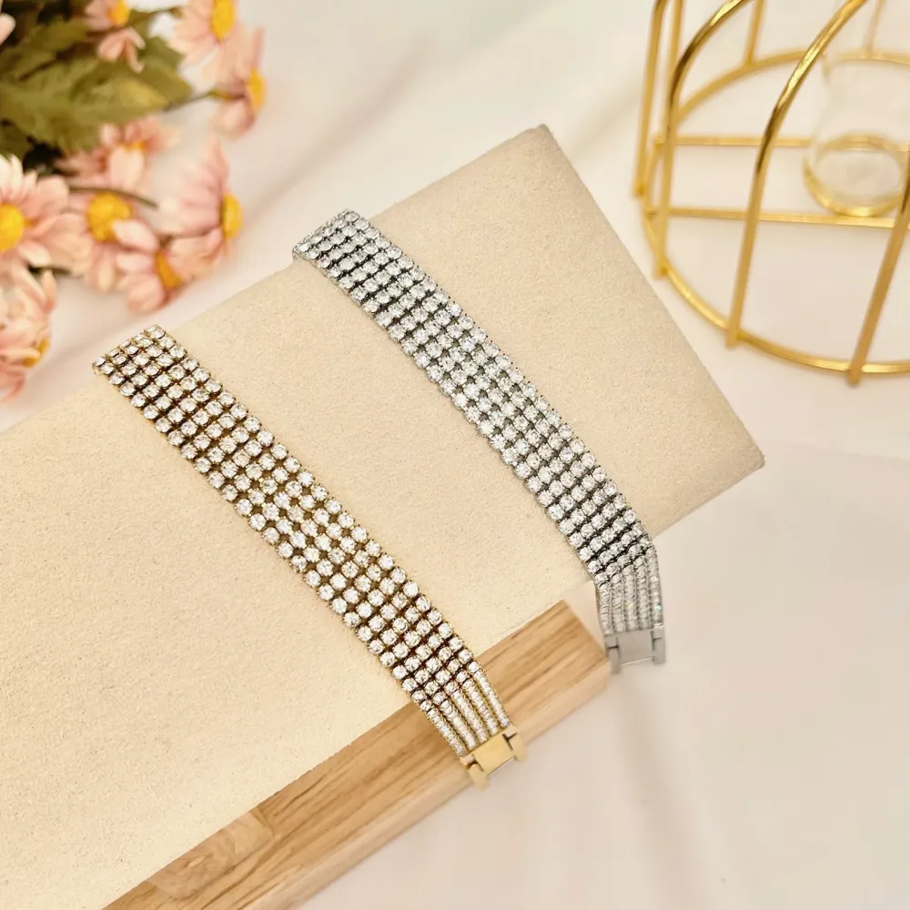 Tennis 2mm Cinque Fili-Bracciale con Cubic Zirconia - BMZ-103-AA2660B 2mm Cinque Fili (Argento)