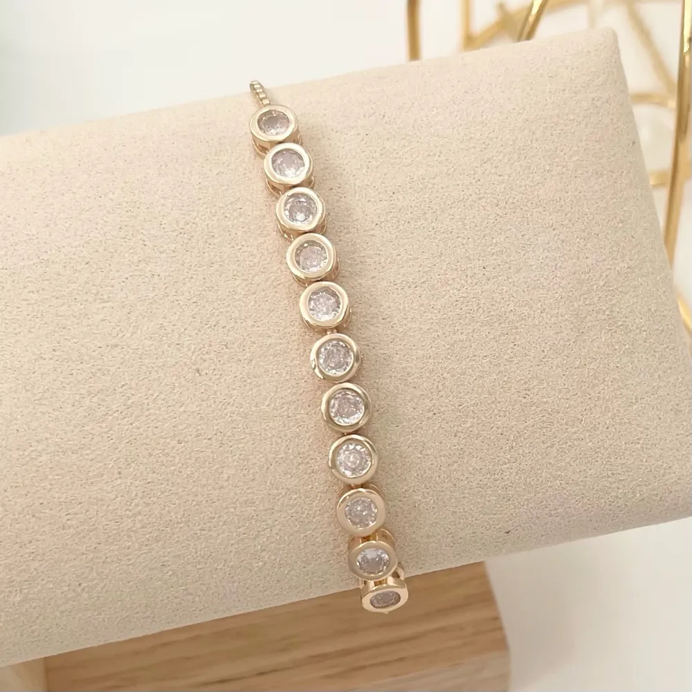 Tennis Cipollina-Bracciale Regolabile in Ottone e Zirconia - BMZ-109-162