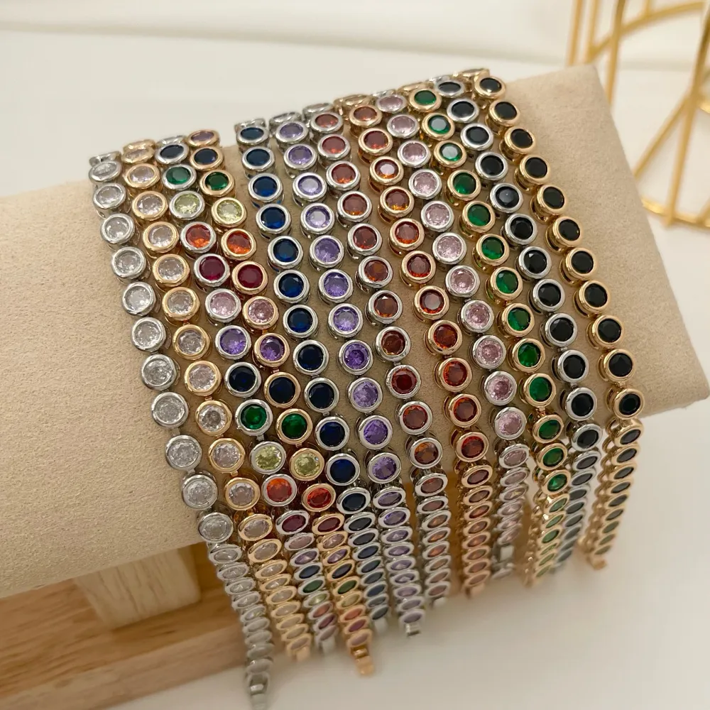 Tennis Cipollina-Bracciale in Ottone con Zirconia - BMZ-109-80