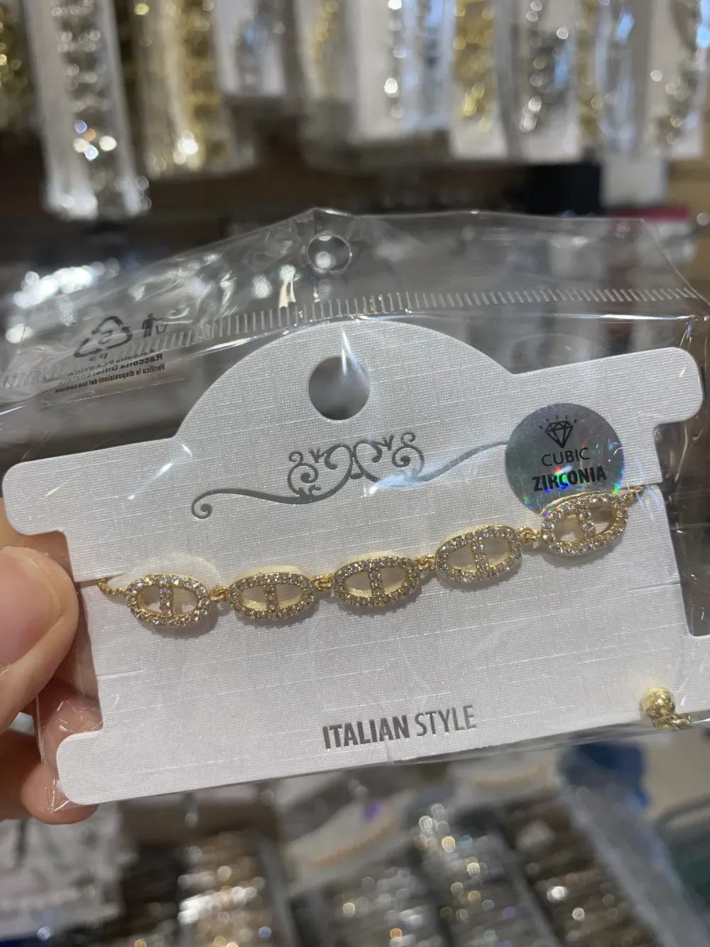Cerchio-Bracciale Scorrevole in Ottone e Zirconia - BMZ-109-L03F