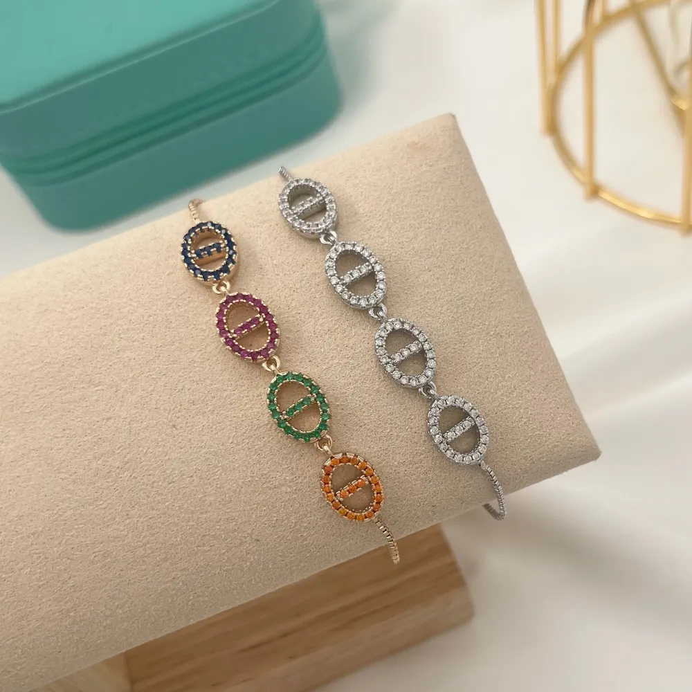 Cerchio-Bracciale Scorrevole in Ottone e Zirconia - BMZ-109-L03F