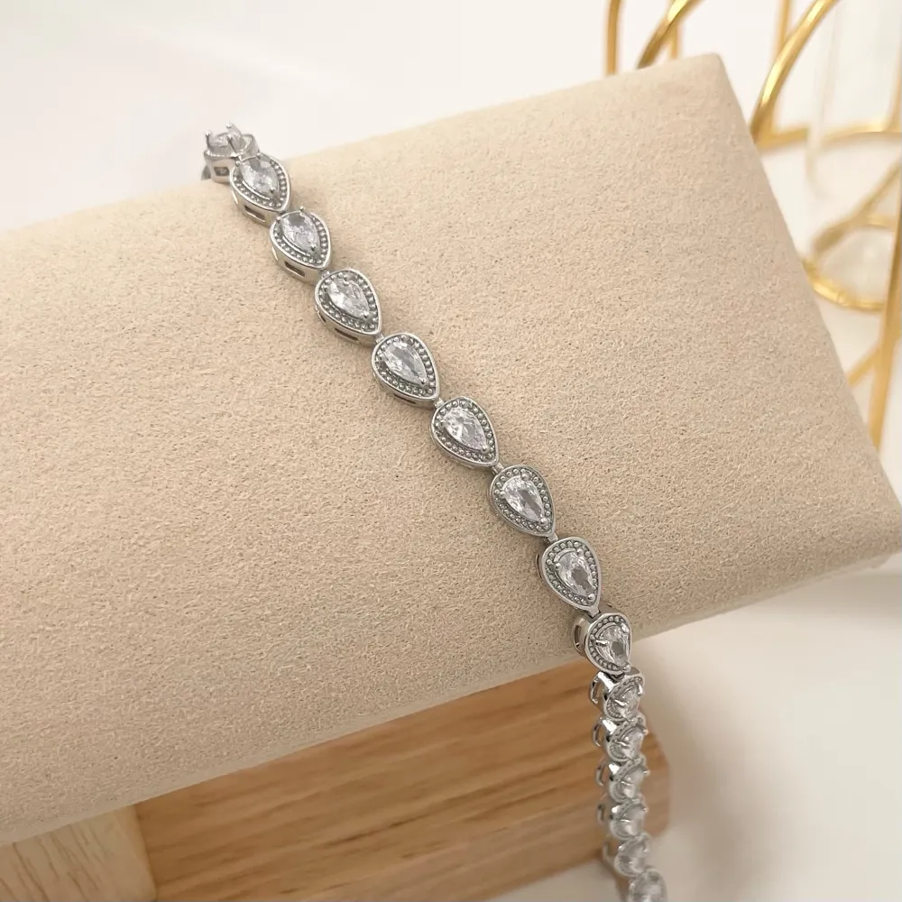 Goccia -Bracciale con Zirconia - BMZ-109-L17 (Argento)