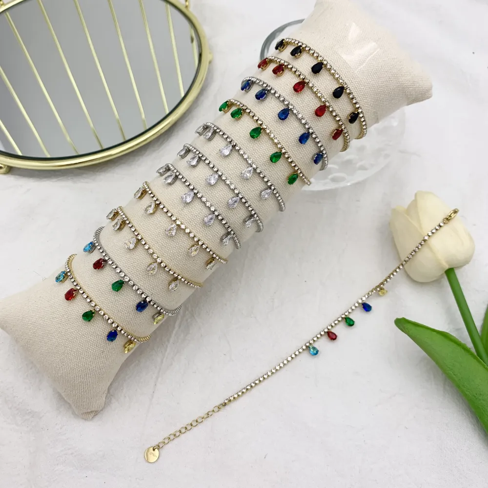 Tennis con Goccia-12pz Bracciali in Acciaio con Chiusura - BPA-103-AA2560B (MIX)