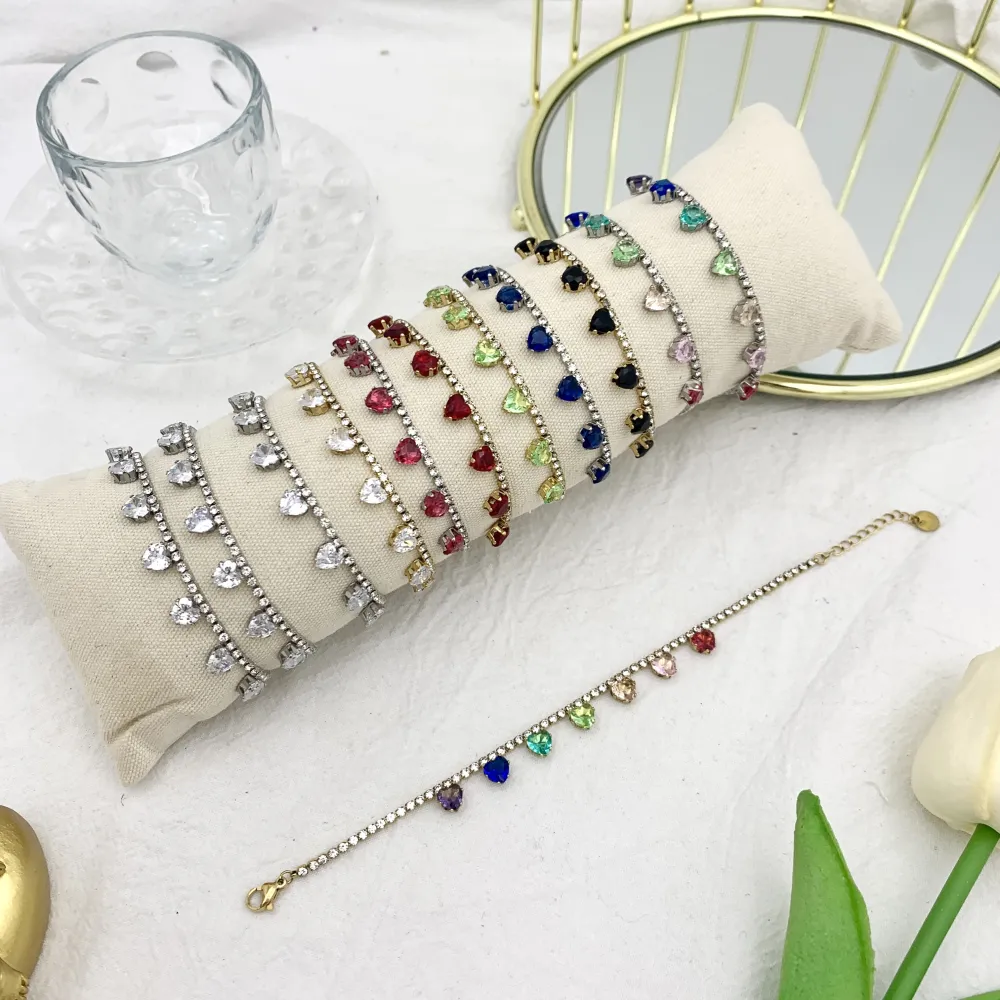 Tennis con Cuore-12Pz Bracciali in Acciaio - BPA-103-AA2562B