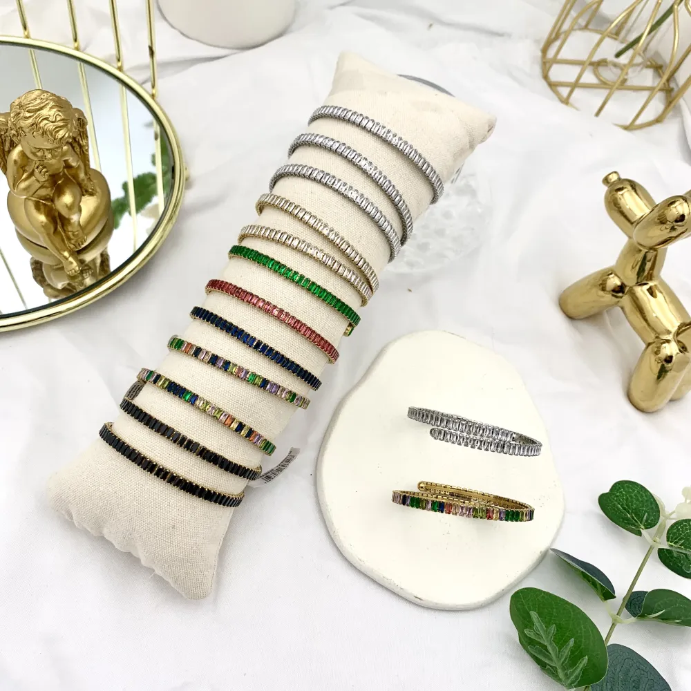 Tennis Rettangolare-12Pz Bracciali Semirigidi in Acciaio - BPA-103-AA2652B