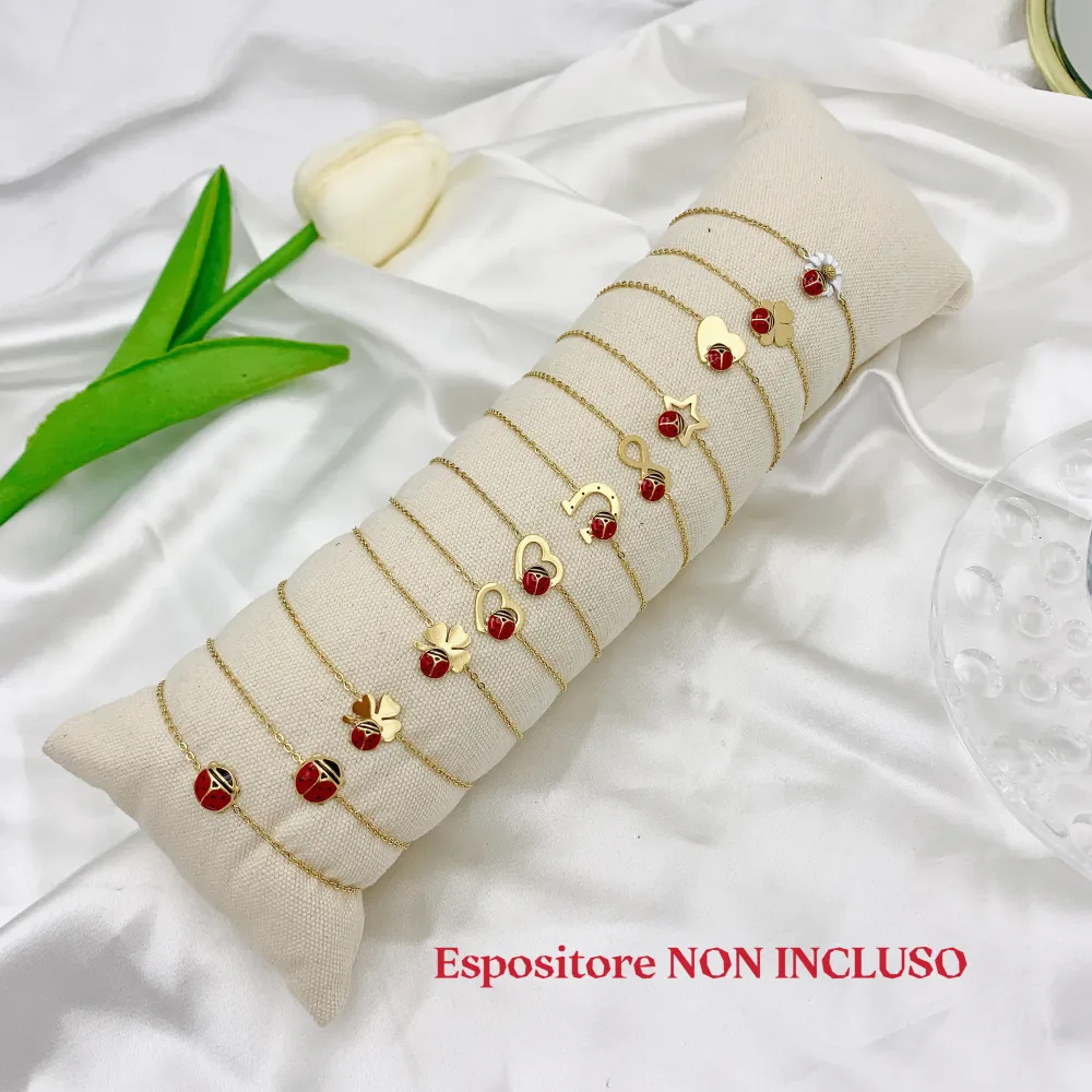 Coccinella Smaltata-12pz Bracciali in Acciaio - BPA-103-AA659-670