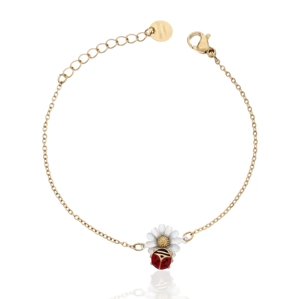 Coccinella Smaltata-12pz Bracciali in Acciaio - BPA-103-AA659-670 (Oro Giallo)