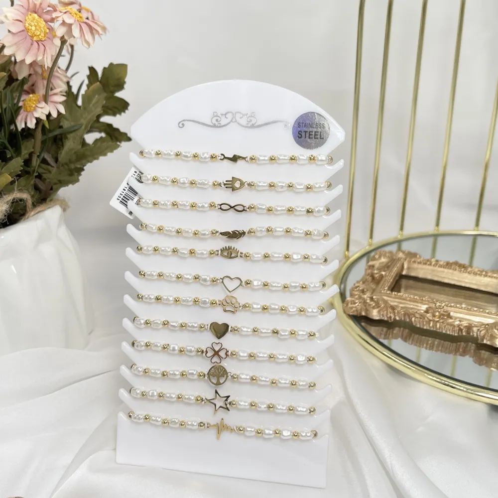 [BPA-191-155 1013] Soggetti Mix con Perla -12 Pz Bracciali - BPA-191-155 1013