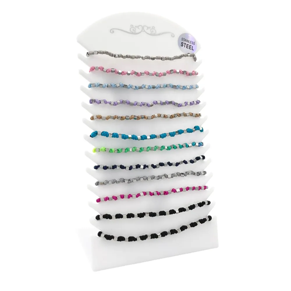 Quadrato con Nodo-12 Pz Bracciali in Acciaio con Chiusura - BPA-191-51