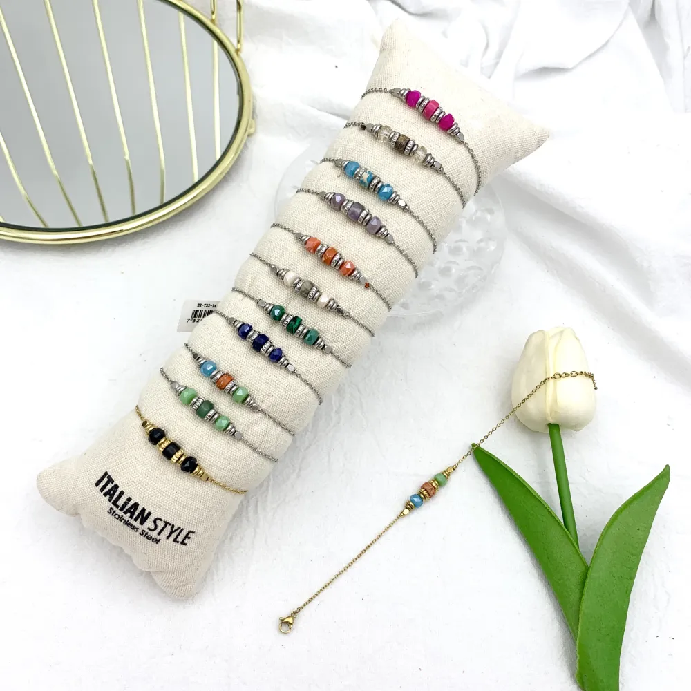 Perline Colorate-12Pz Bracciali in Acciaio - BPA-732-14