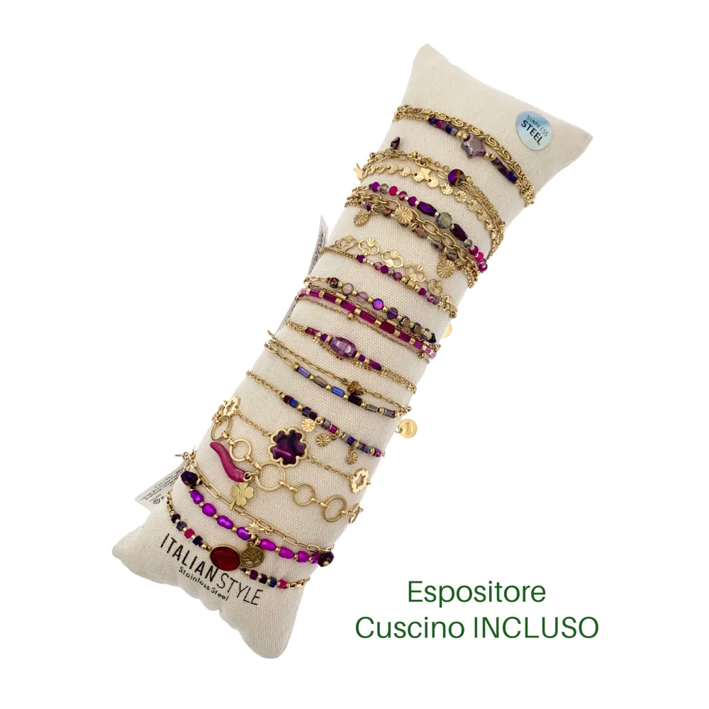 Mix Soggetti-15pz Bracciali in Acciaio - BPA-732-140 FUCSIA