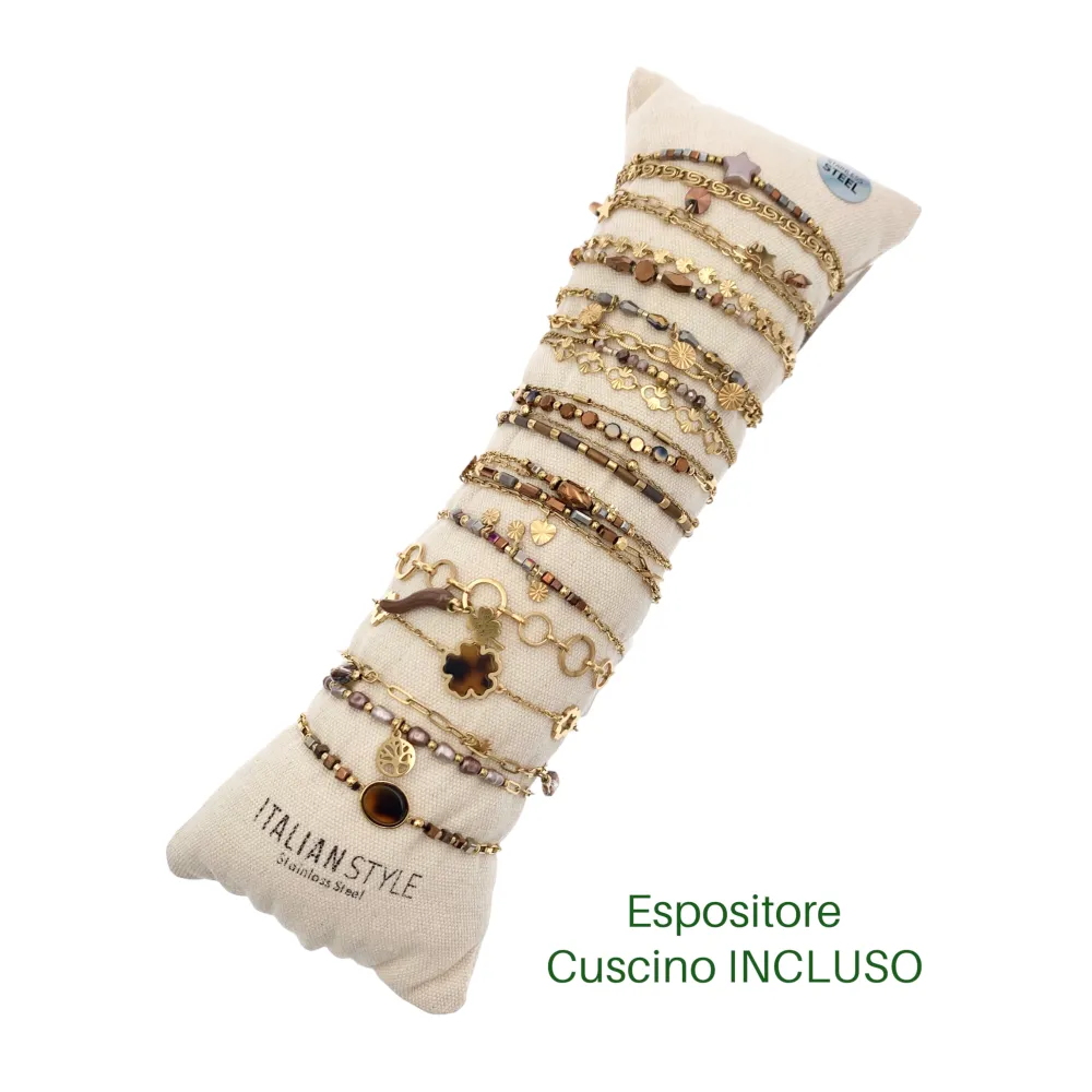 [BPA-732-140 MARRONE] Mix Soggetti-15pz Bracciali in Acciaio - BPA-732-140 MARRONE (Marrone)