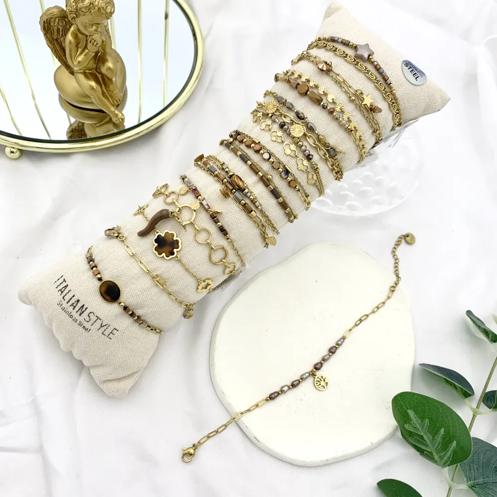 Mix Soggetti-15pz Bracciali in Acciaio - BPA-732-140 MARRONE (Marrone)