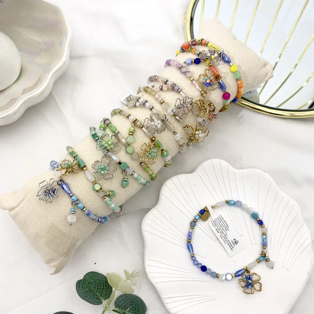 Fiore Colorato-12pz Bracciali Elastici in Acciaio - BPA-732-182