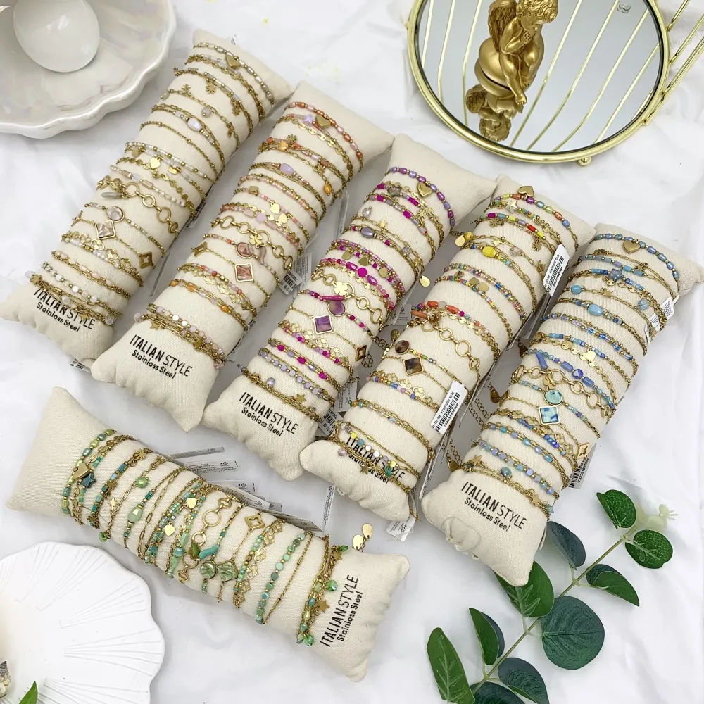 [BPA-732-208] Mix Soggetti-15pz Bracciali in Acciaio - BPA-732-208 (Bianco)