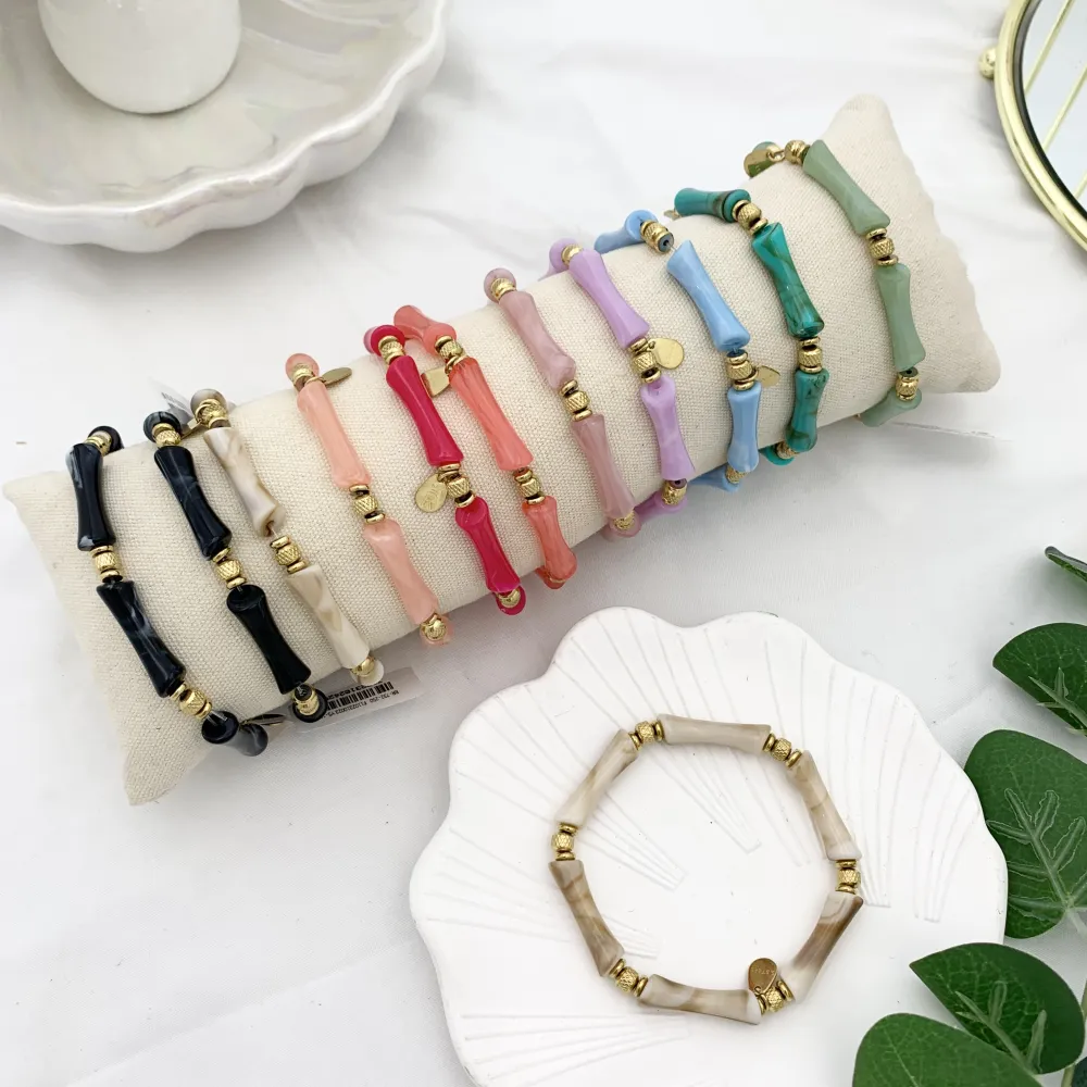 Bambù Colorato-12pz Bracciali Elastici in Acciaio - BPA-732-250