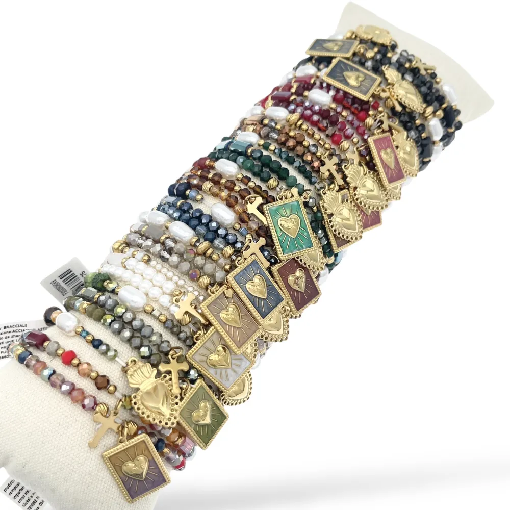 sacro Cuore -Set 3pz Bracciali Elastici in Acciaio - BPA-732-475