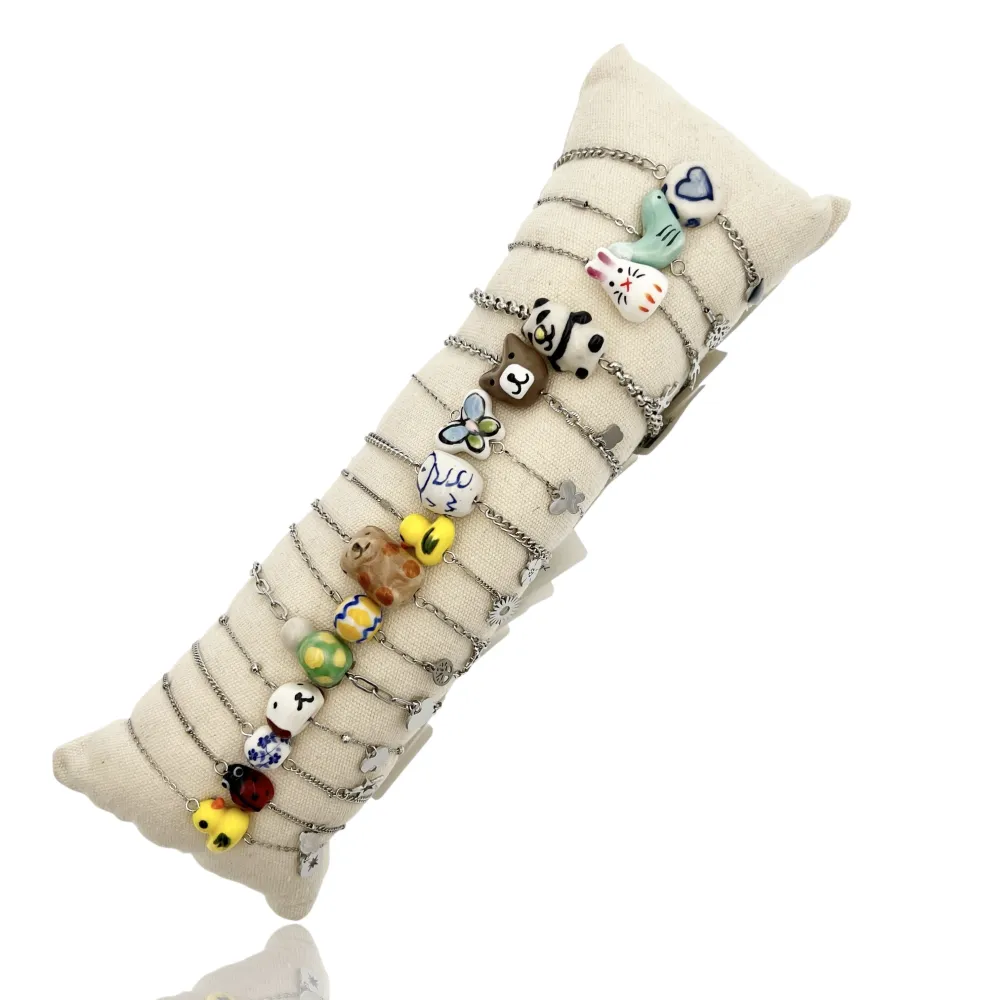 [BPA-765-62] Ciondoli Mix Ceramica -24pz Bracciali in Acciaio - BPA-765-62 (Argento)