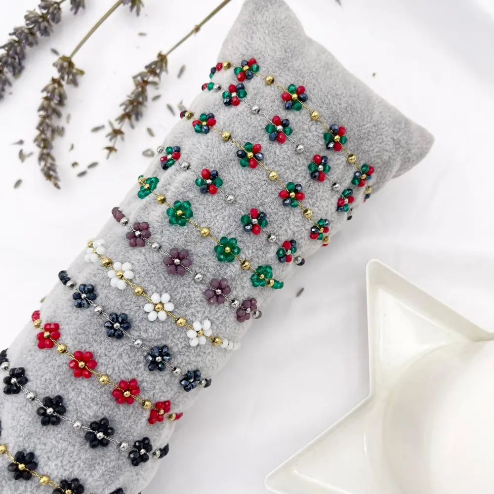 [BPA103-AA088] Margherita con Cristalli - 12 Pz Bracciali in Acciaio con Chius - BPA103-AA088