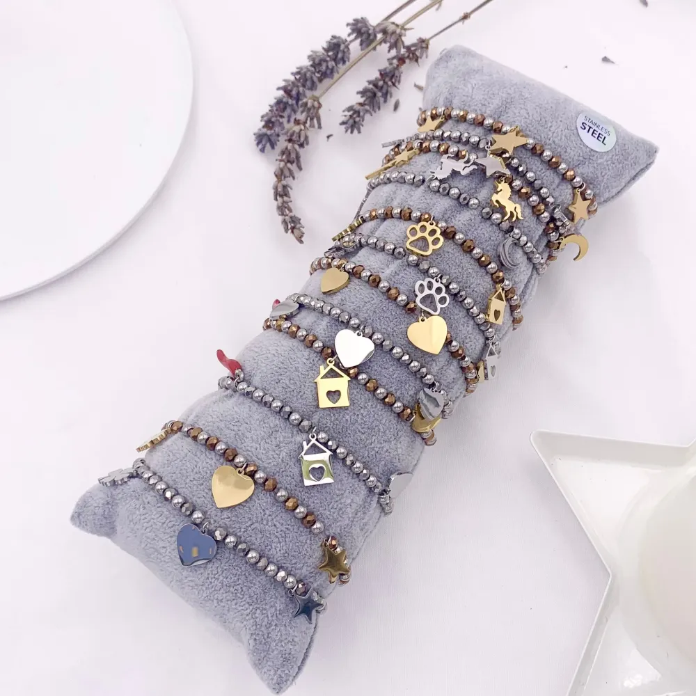 [BPA413-1309] Mix tre Pendenti- 12 Pz Bracciali Elastici in Acciaio - BPA413-1309