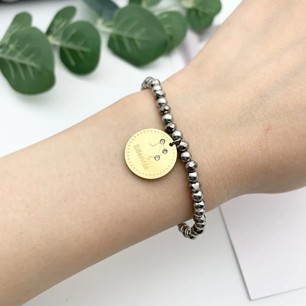 12Pz Bracciali Elastici in Acciaio+Cuscino in Omaggio - BPA413-2259-Segno Zodiacale-12 Pz Bracciali in Acciaio