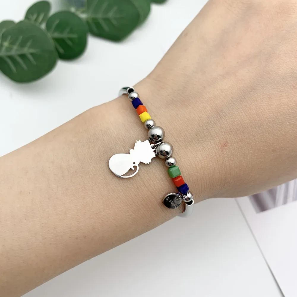 [BPA7672-Gatto-12 Pz Bracciali in Acciaio] 12Pz Bracciali Elastici in Acciaio+Cuscino in Omaggio - BPA7672-Gatto-12 Pz Bracciali in Acciaio