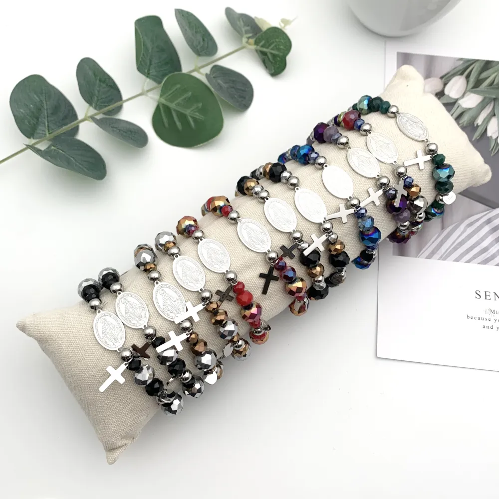 12Pz Bracciali Elastici in Acciaio+Cuscino in Omaggio - BPA7680-Rosario Croce-12 Pz Bracciali in Acciaio