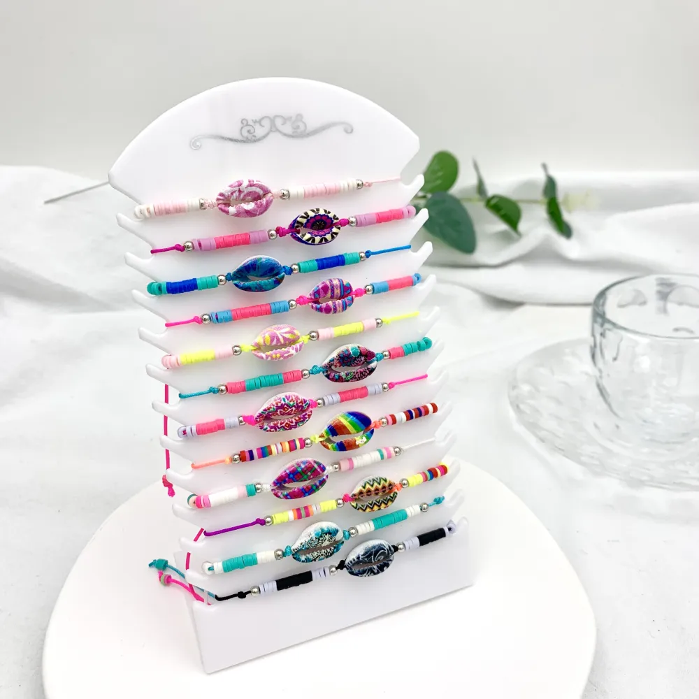 [BPM-480-81] Conchiglia Colorata-12pz Bracciali Regolabili con Blister - BPM-480-81