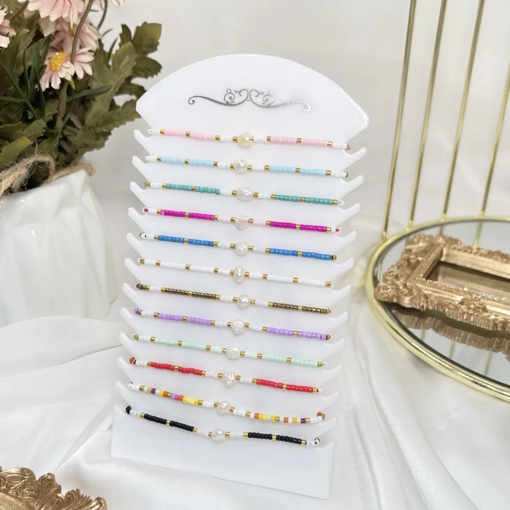 [BPM-480-R21] Perla con Perline-12pz Bracciali Regolabili - BPM-480-R21