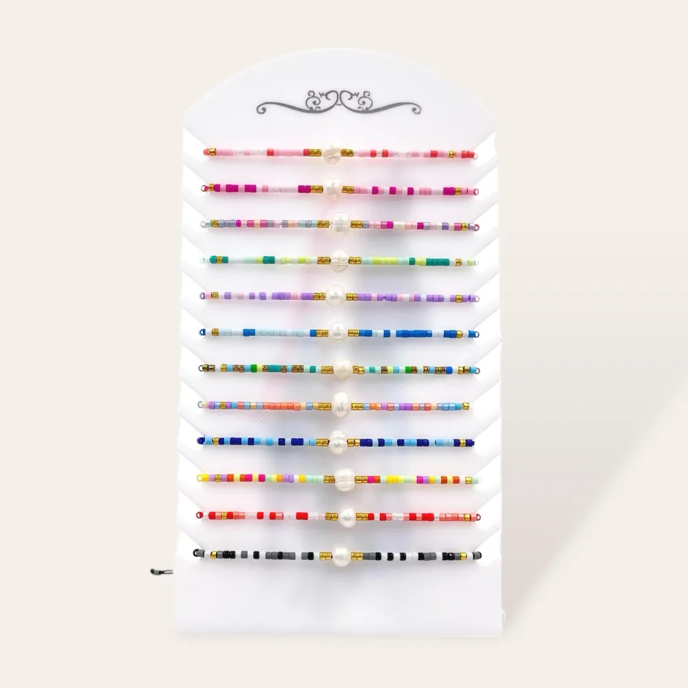 [BPM-480-R23] Perla con Perline-12pz Bracciali Regolabili - BPM-480-R23