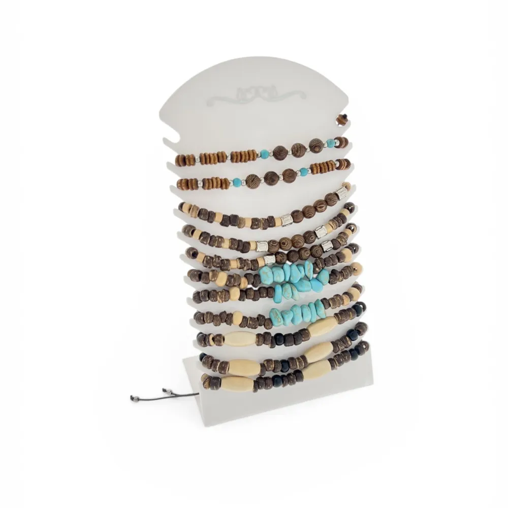Legno Turchese - 12 Pz Bracciali Regolabili - BPM-480-R32