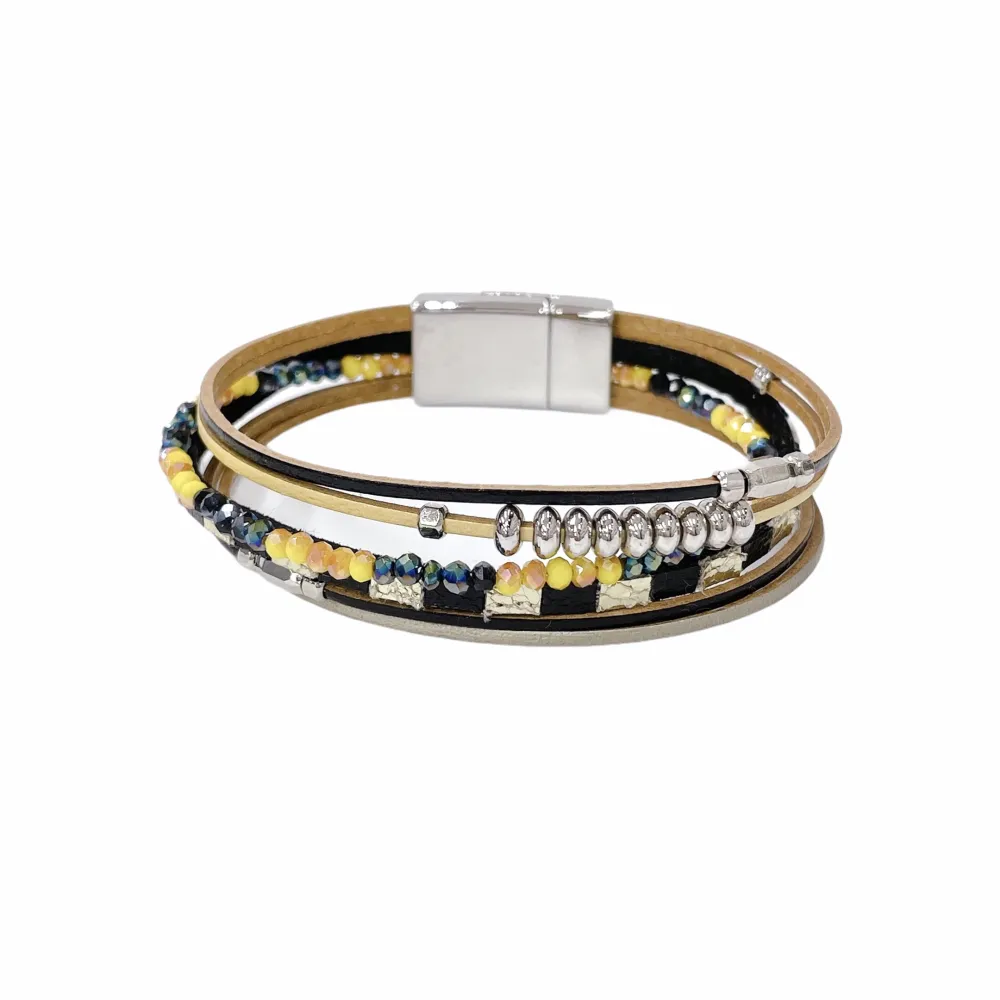 12Pz Bracciali +Cuscino in Omaggio - BPM176-211-Multifili in Cuoio-7 Pz Bracciali