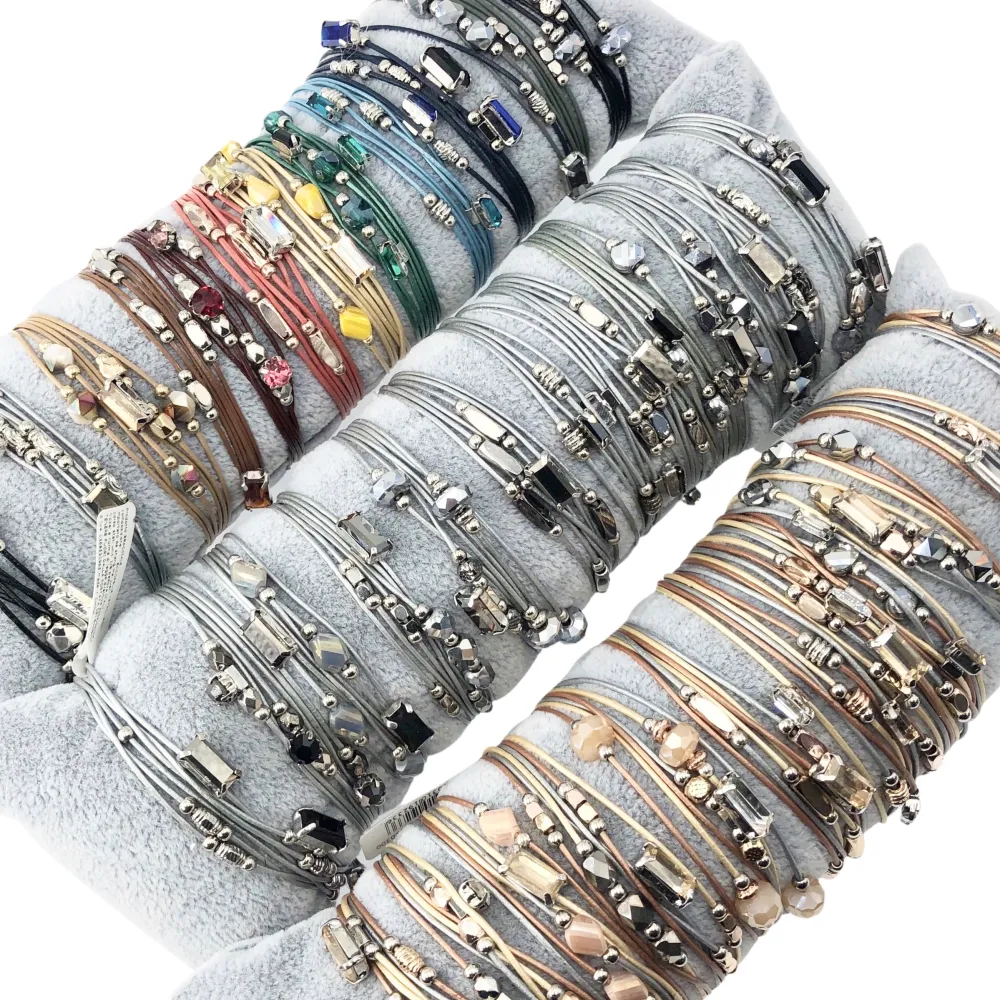 BPM176-233-Multifili con Charmes- 12 Pz Bracciali - BPM176-233-Multifili con Charmes- 12 Pz Bracciali (Argento)